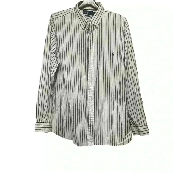 POLO RALPH LAUREN CLASSIC FIT PERFORMANCE Black & White Stripe SHIRT MEN Sz 2XB - Picture 1 of 5